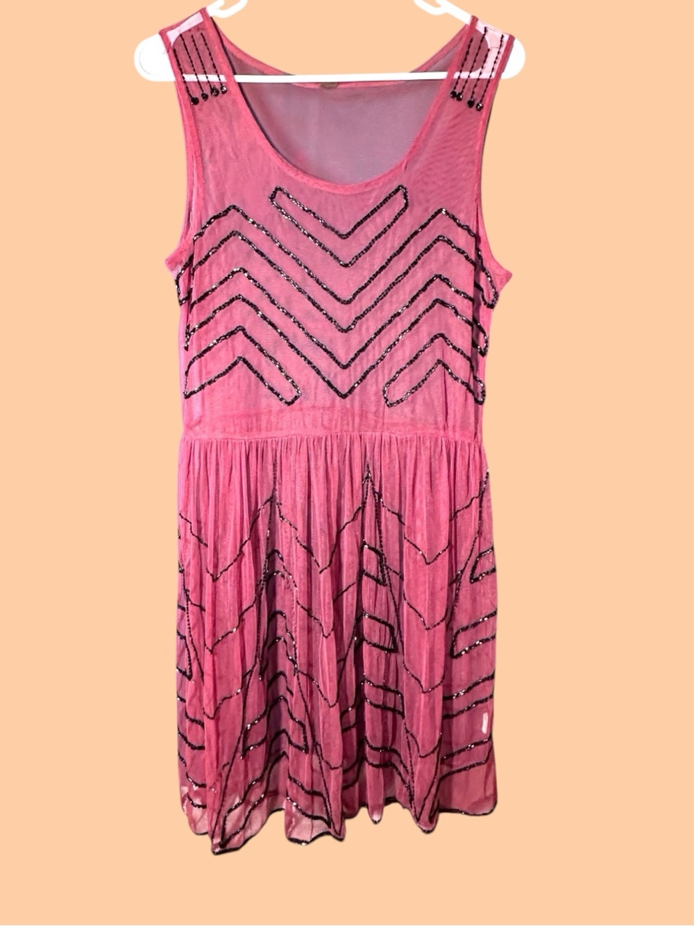 Irregular Free People Sheer Sequined Burgundy Tunic Dress. Size XS - Picture 4 of 10